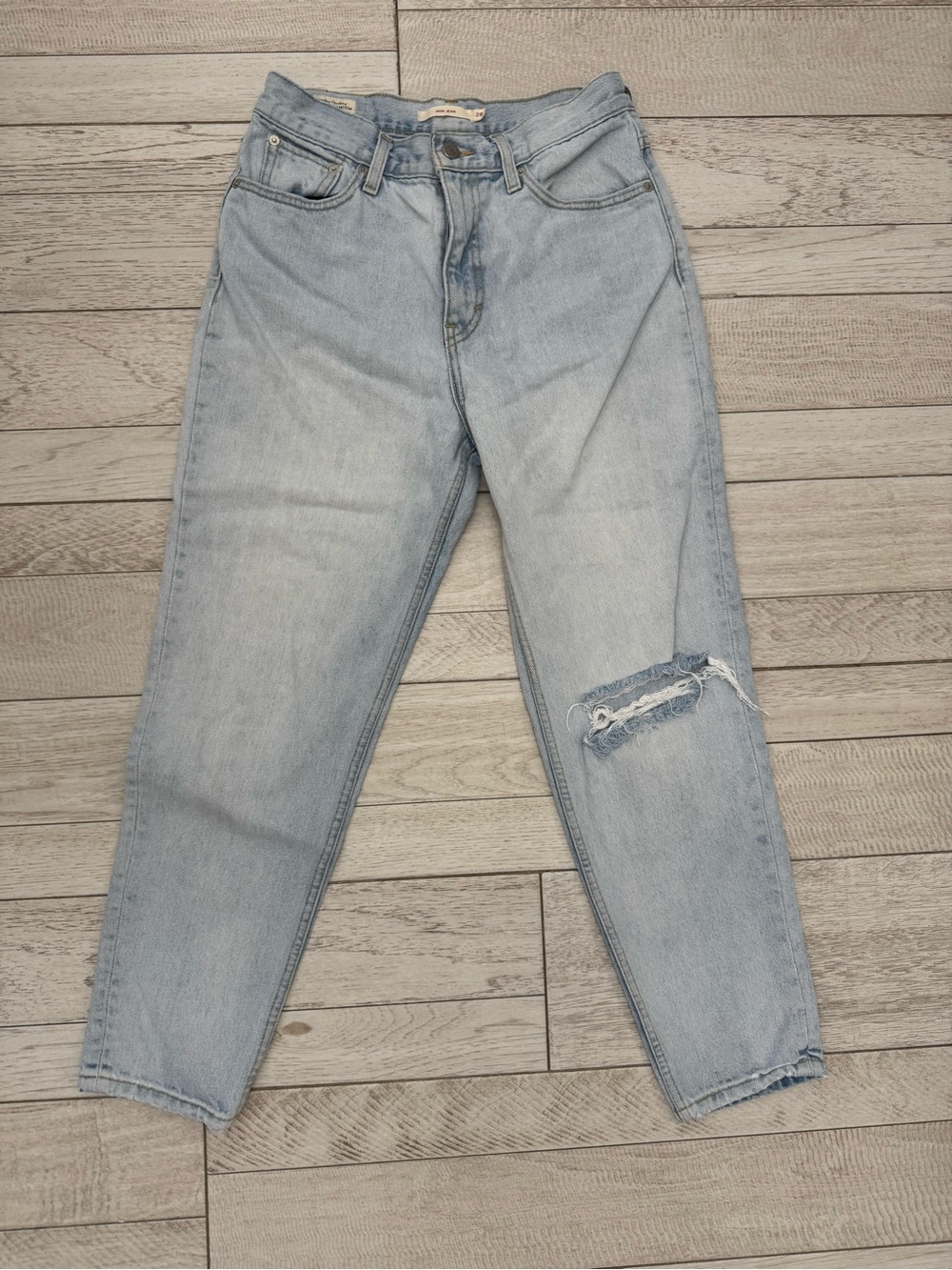 Levi’s Big E Light Blue Mom Jeans with Knee Distress
